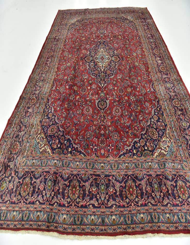 Detail image of  9' 6 x 12' 8  Hand Knotted Mashad Persian Wool Rug