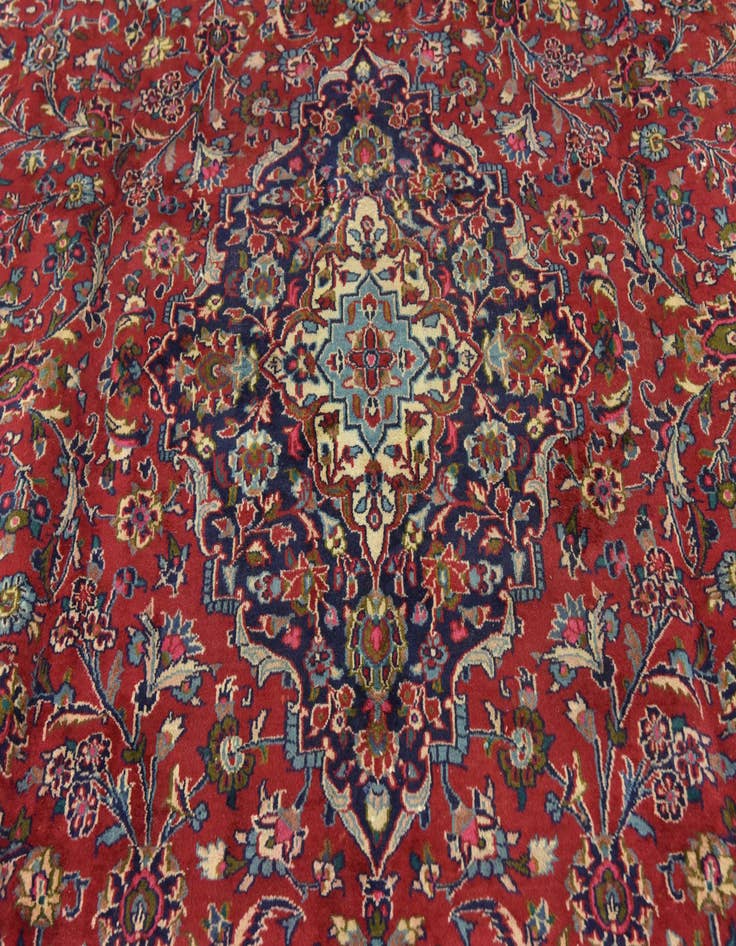 Detail image of  9' 6 x 12' 8  Hand Knotted Mashad Persian Wool Rug