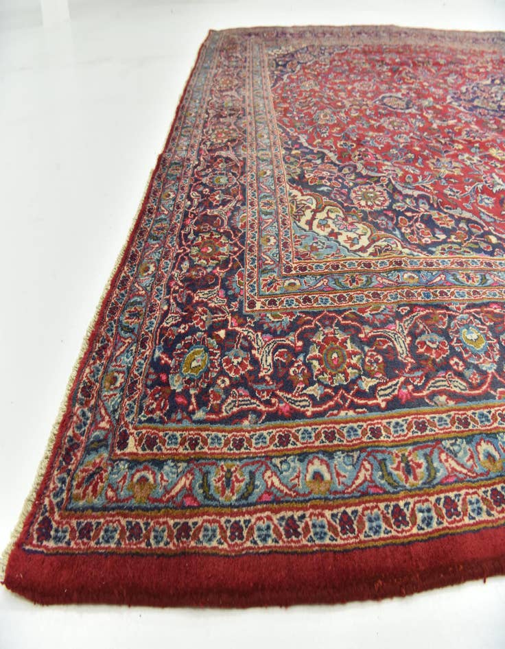 Detail image of  9' 6 x 12' 8  Hand Knotted Mashad Persian Wool Rug