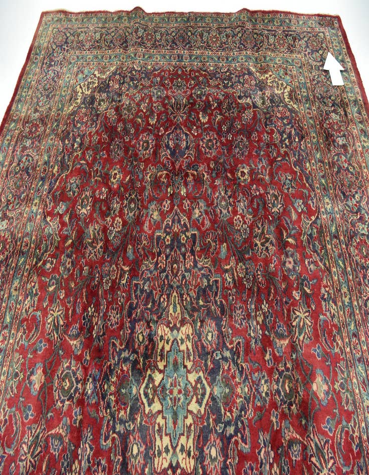 Detail image of  9' 7 x 12' 9  Hand Knotted Mashad Persian Wool Rug