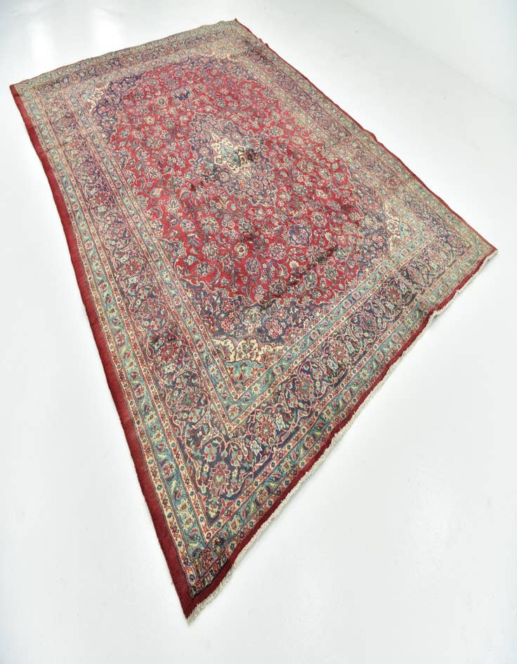 Detail image of  9' 7 x 12' 9  Hand Knotted Mashad Persian Wool Rug