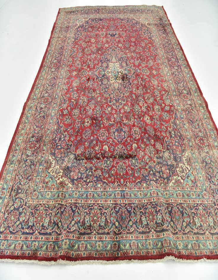 Detail image of  9' 7 x 12' 9  Hand Knotted Mashad Persian Wool Rug