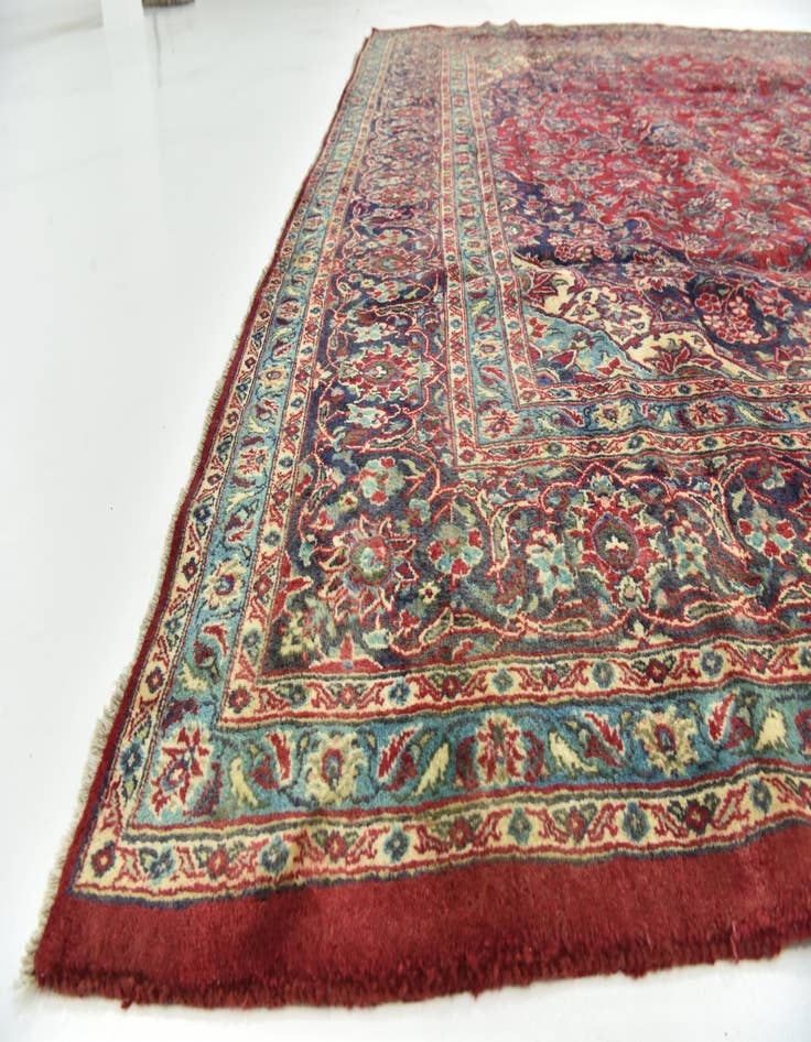 Detail image of  9' 7 x 12' 9  Hand Knotted Mashad Persian Wool Rug