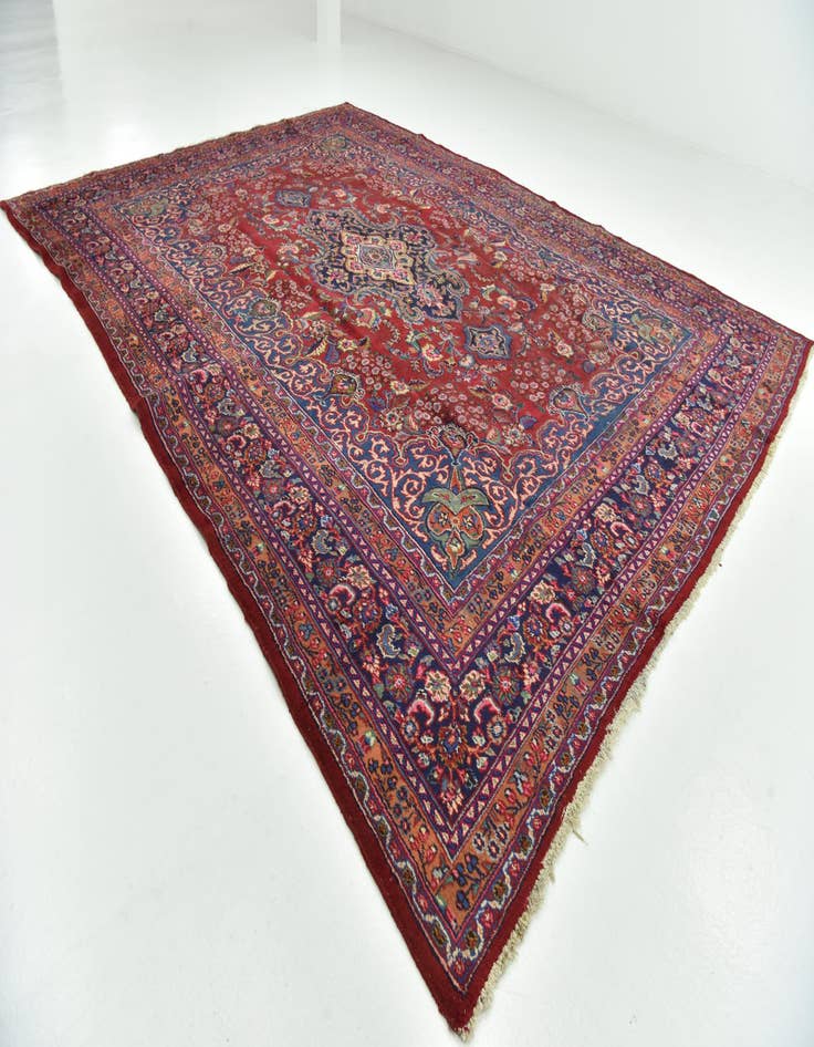 Detail image of  9' 6 x 12' 8  Hand Knotted Mashad Persian Wool Rug