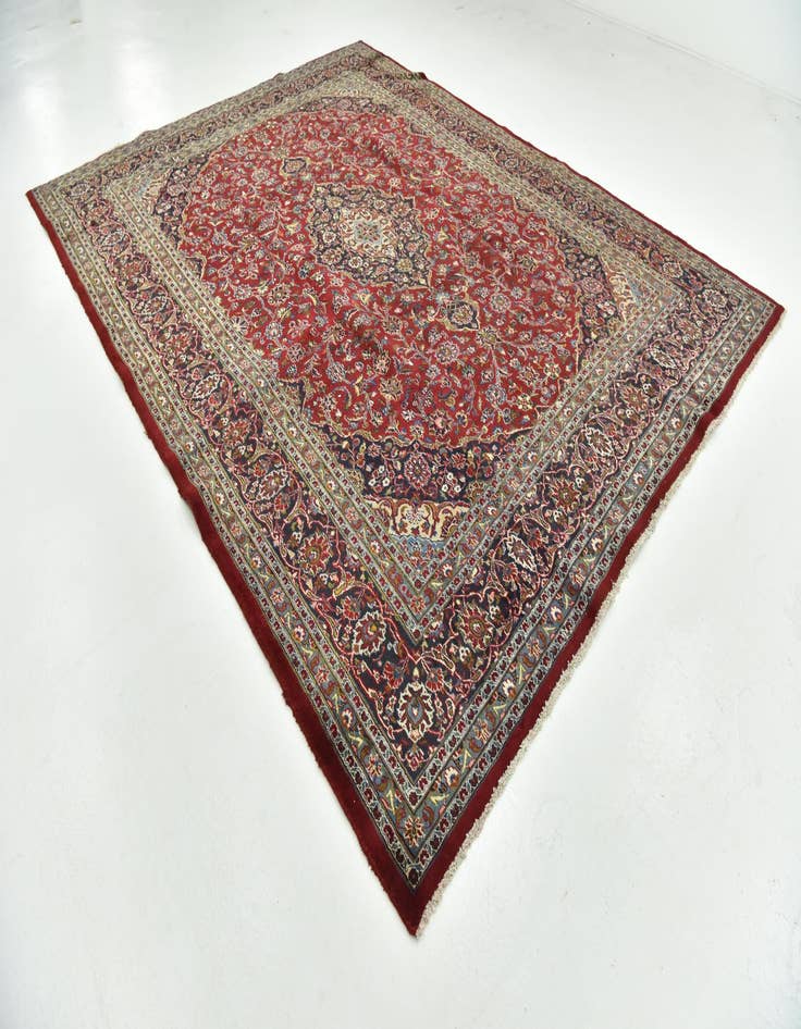 Detail image of  9' 8 x 12' 5  Hand Knotted Mashad Persian Wool Rug