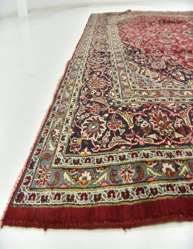 Detail image of  9' 8 x 12' 5  Hand Knotted Mashad Persian Wool Rug