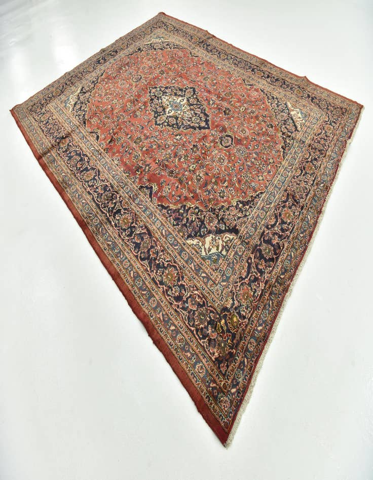 Detail image of  9' 9 x 12' 7  Hand Knotted Mashad Persian Wool Rug