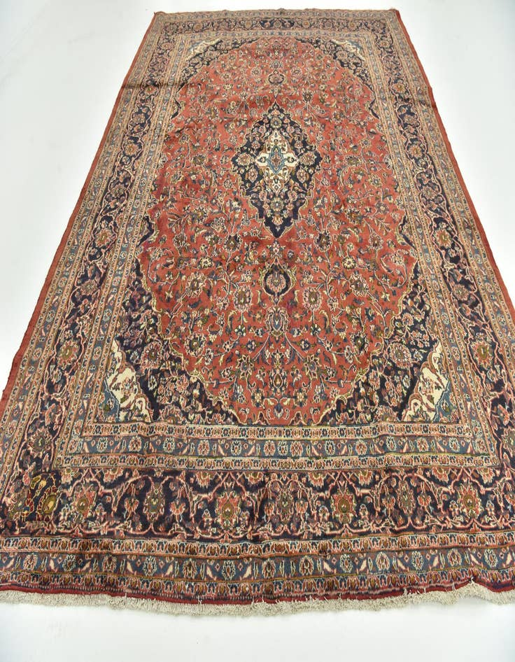 Detail image of  9' 9 x 12' 7  Hand Knotted Mashad Persian Wool Rug