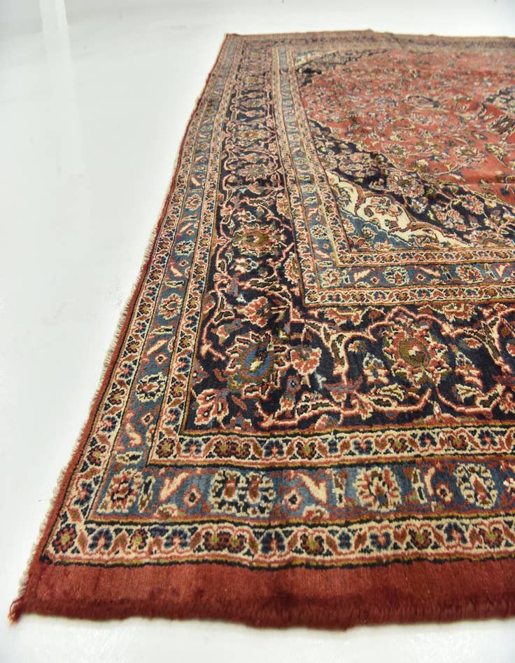 Detail image of  9' 9 x 12' 7  Hand Knotted Mashad Persian Wool Rug