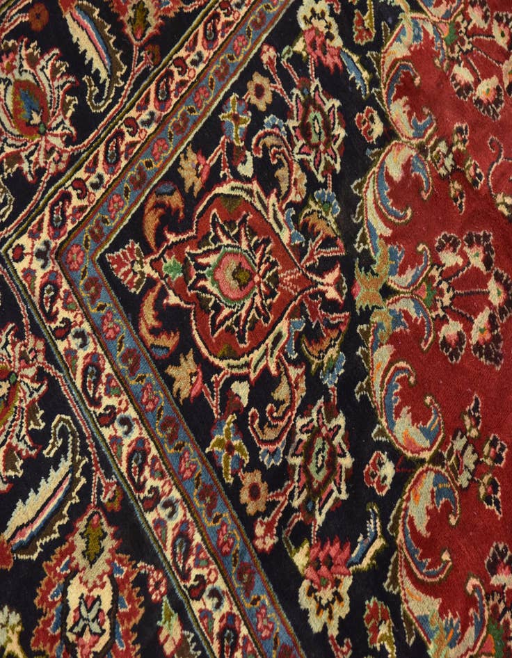 Detail image of  9' 9 x 12' 10  Hand Knotted Mashad Persian Wool Rug