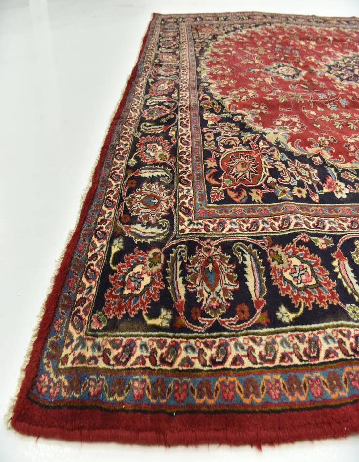 Detail image of  9' 9 x 12' 10  Hand Knotted Mashad Persian Wool Rug