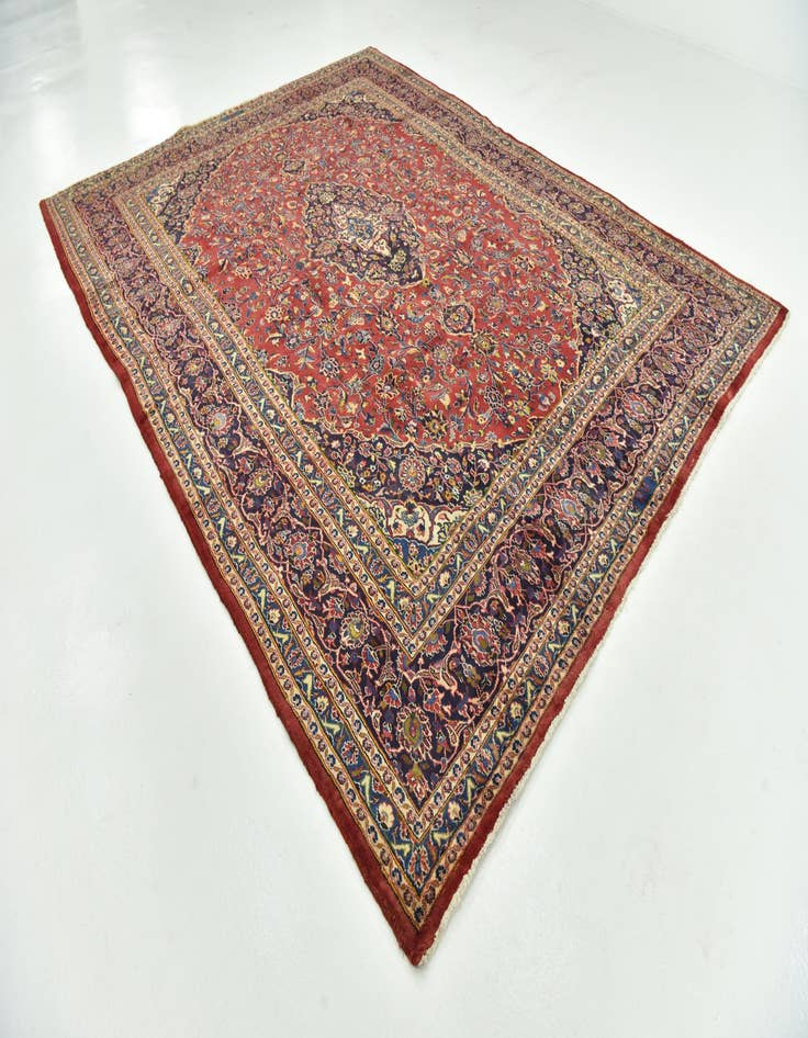 Detail image of  9' 6 x 12' 6  Hand Knotted Mashad Persian Wool Rug