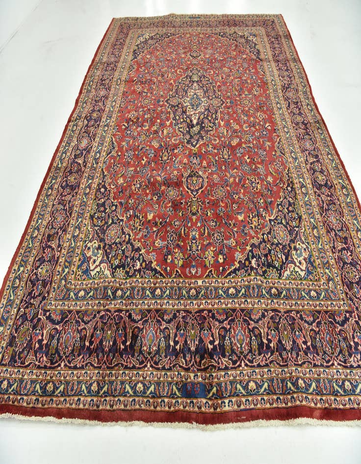 Detail image of  9' 6 x 12' 6  Hand Knotted Mashad Persian Wool Rug