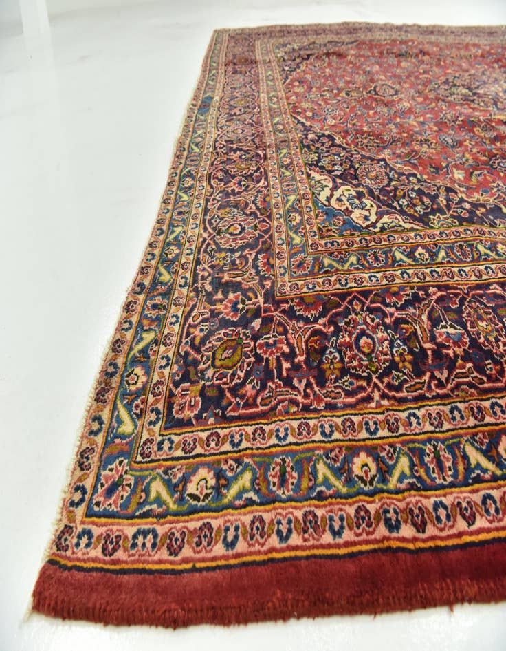 Detail image of  9' 6 x 12' 6  Hand Knotted Mashad Persian Wool Rug
