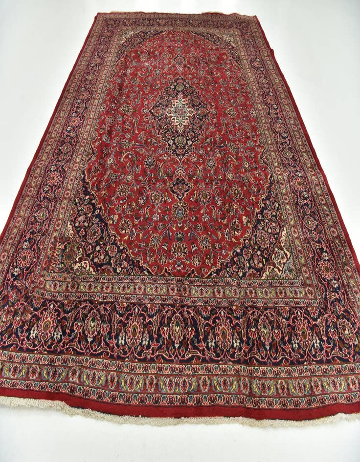 Detail image of  9' 8 x 12' 9  Hand Knotted Mashad Persian Wool Rug