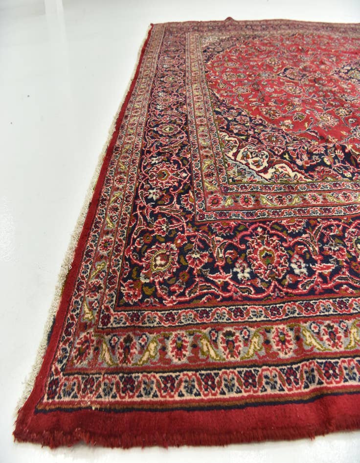 Detail image of  9' 8 x 12' 9  Hand Knotted Mashad Persian Wool Rug