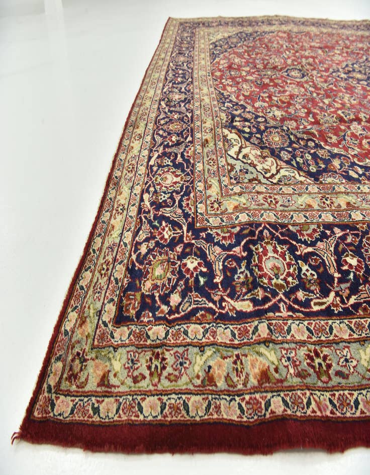 Detail image of  9' 8 x 12' 8  Hand Knotted Mashad Persian Wool Rug