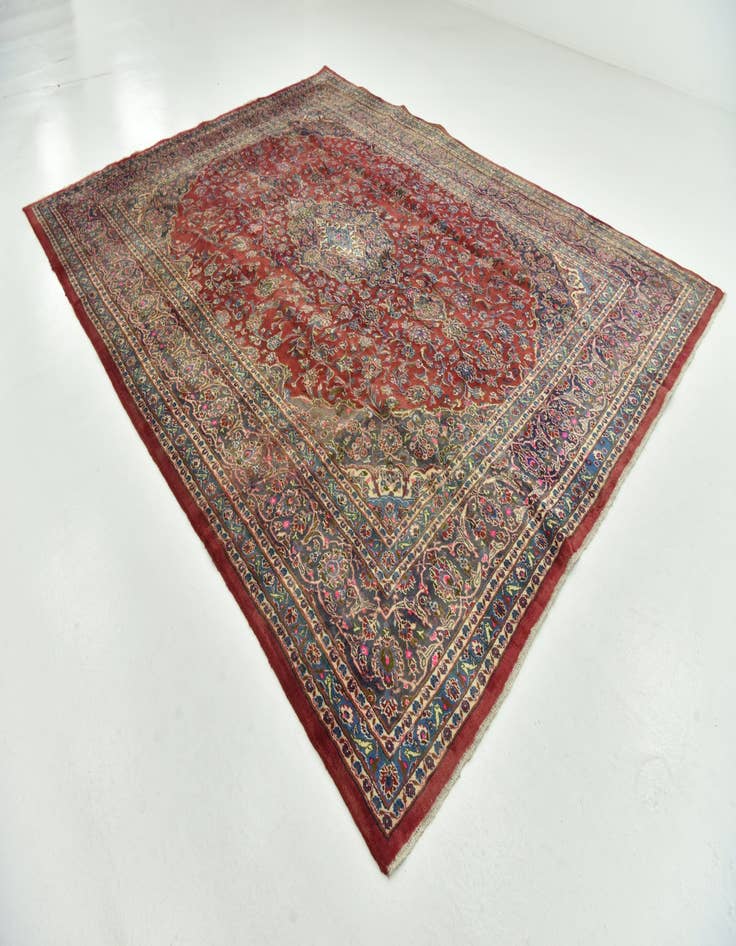 Detail image of  9' 9 x 12' 6  Hand Knotted Mashad Persian Wool Rug