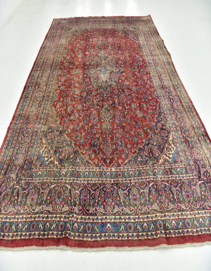 Detail image of  9' 9 x 12' 6  Hand Knotted Mashad Persian Wool Rug