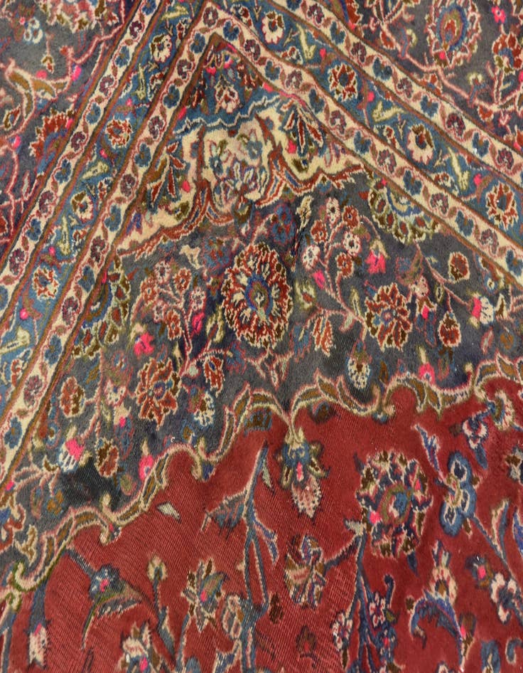 Detail image of  9' 9 x 12' 6  Hand Knotted Mashad Persian Wool Rug