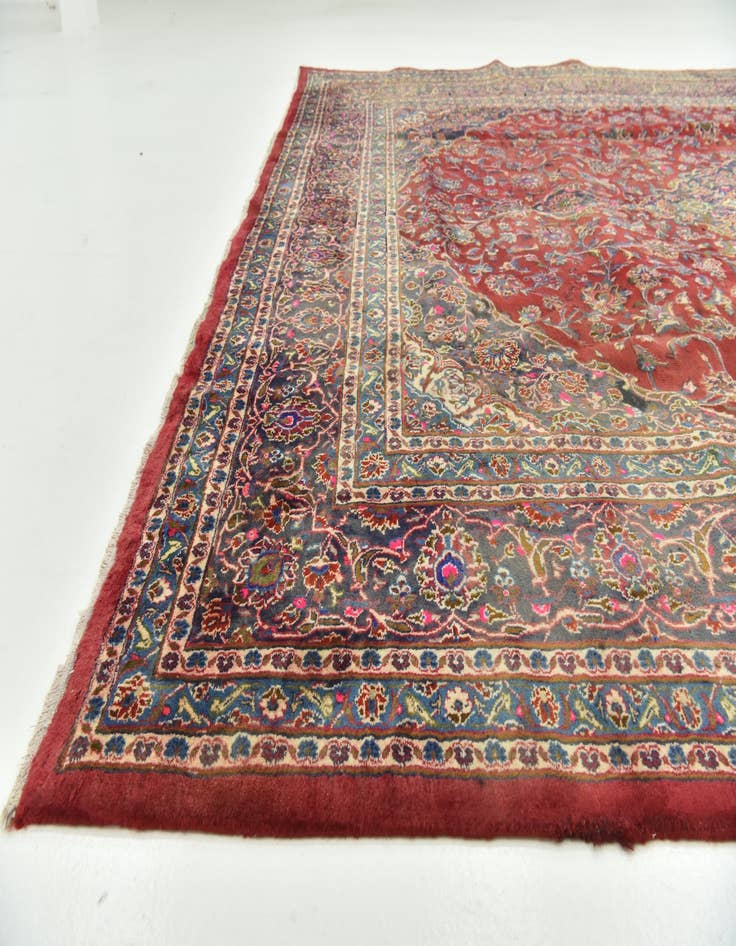 Detail image of  9' 9 x 12' 6  Hand Knotted Mashad Persian Wool Rug