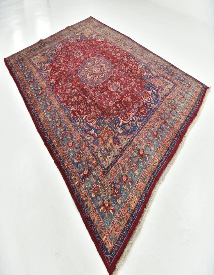 Detail image of  9' 6 x 12' 11  Hand Knotted Mashad Persian Wool Rug