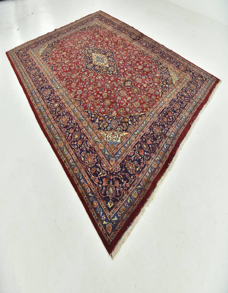 Detail image of  10' x 13'  Hand Knotted Mashad Persian Wool Rug