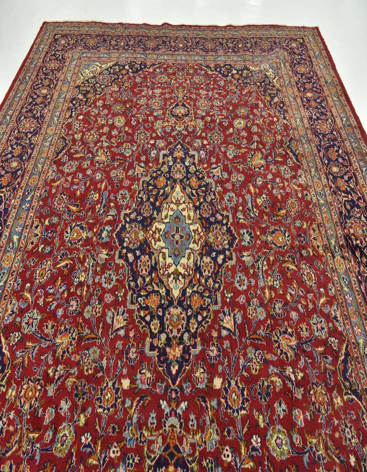 Detail image of  10' x 13'  Hand Knotted Mashad Persian Wool Rug
