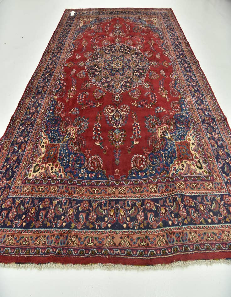 Detail image of  9' 6 x 12' 10  Hand Knotted Mashad Persian Wool Rug