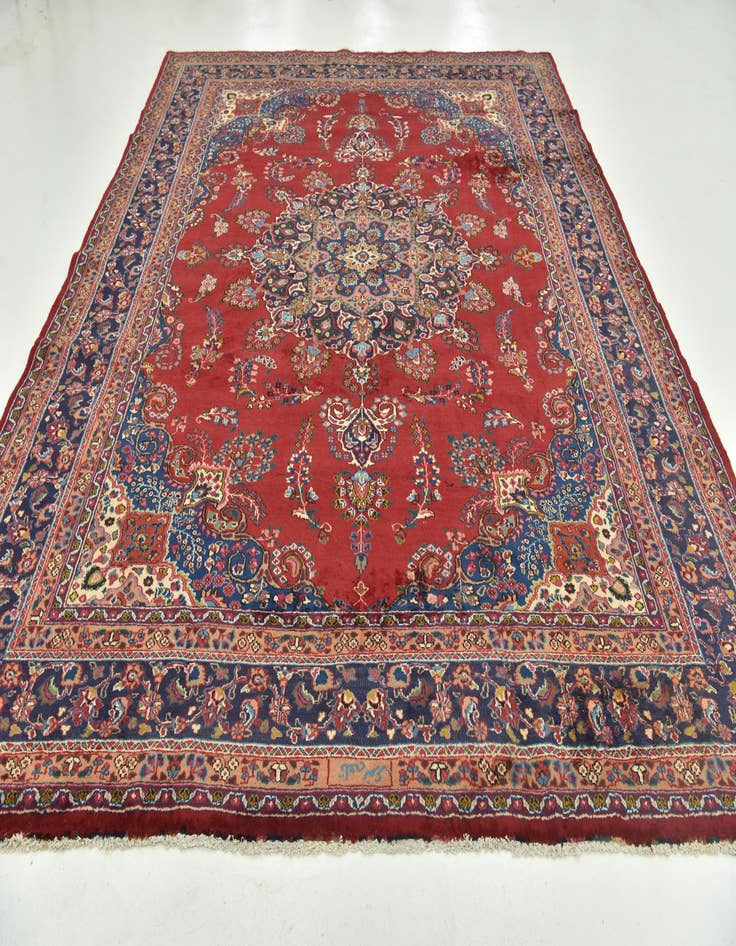 Detail image of  9' 6 x 12' 10  Hand Knotted Mashad Persian Wool Rug