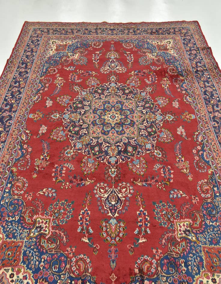 Detail image of  9' 6 x 12' 10  Hand Knotted Mashad Persian Wool Rug