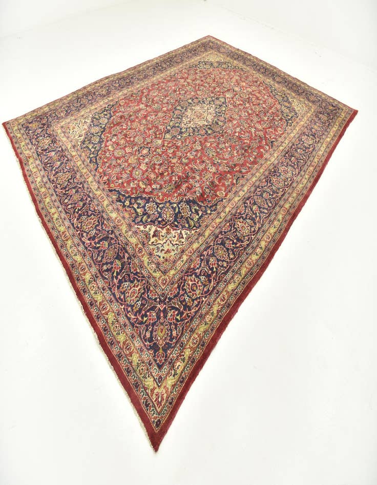 Detail image of  9' 8 x 12' 7  Hand Knotted Mashad Persian Wool Rug