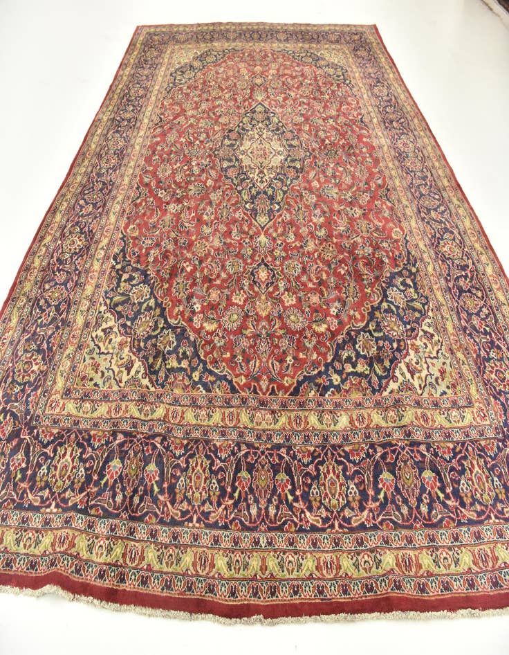 Detail image of  9' 8 x 12' 7  Hand Knotted Mashad Persian Wool Rug