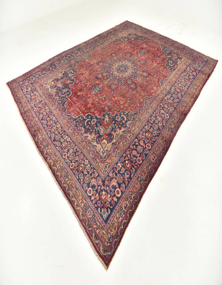 Detail image of  9' 7 x 12' 10  Hand Knotted Mashad Persian Wool Rug