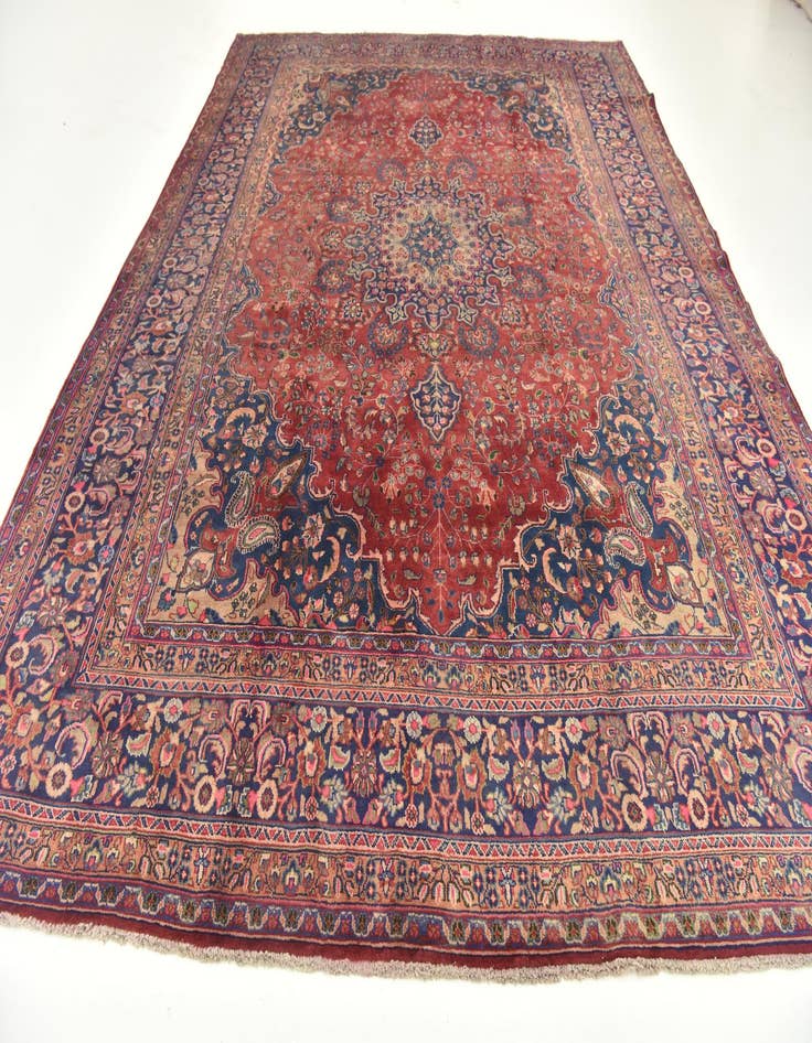 Detail image of  9' 7 x 12' 10  Hand Knotted Mashad Persian Wool Rug