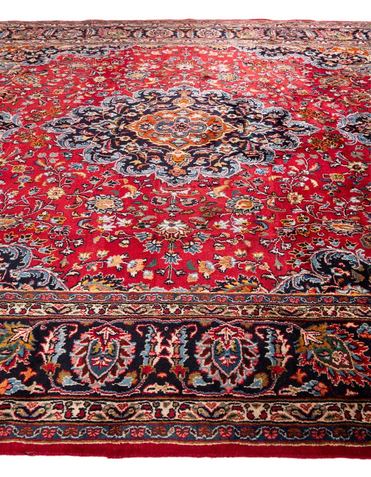 Detail image of  9' 9 x 11' 4  Hand Knotted Mashad Persian Wool Rug