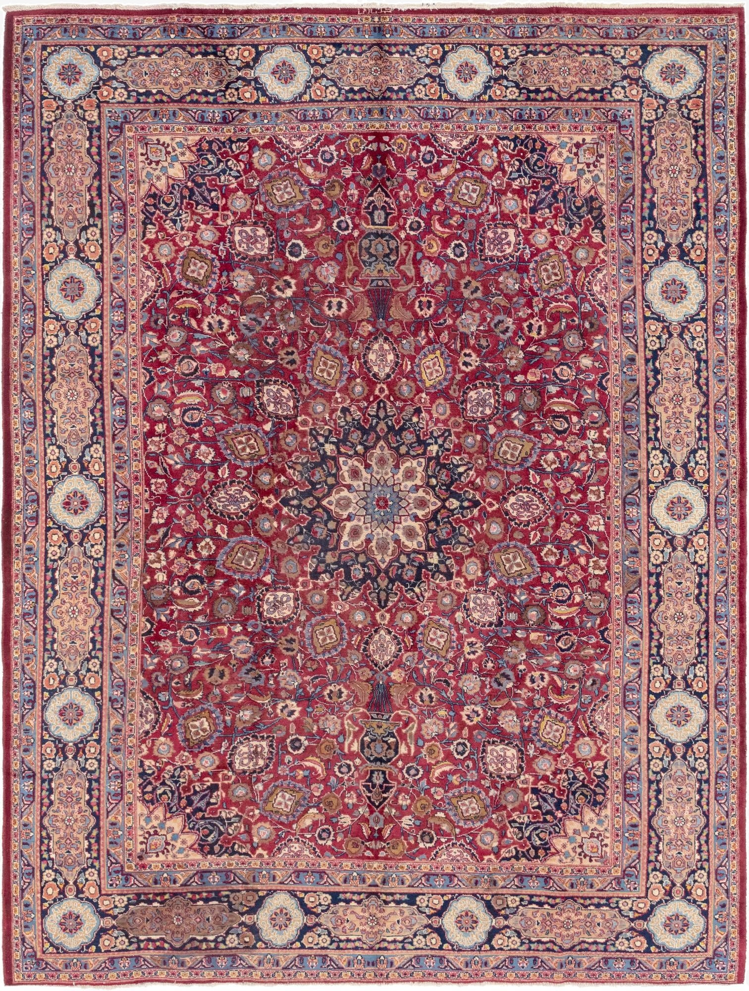  9' 9 x 12' 9  Hand Knotted Mashad Persian Wool Rug