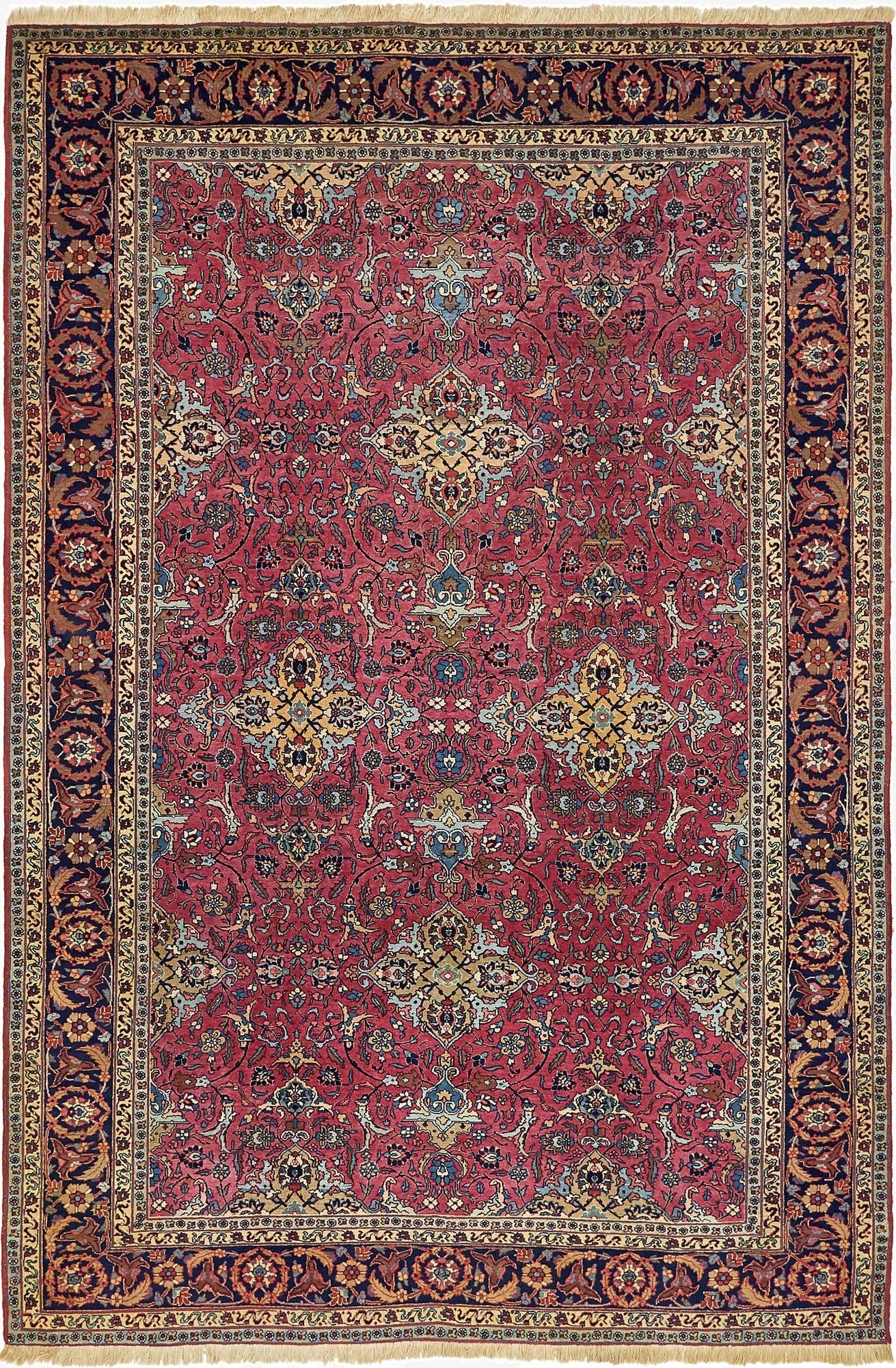  7' 7 x 11' 6  Hand Knotted Mashad Persian Wool Rug