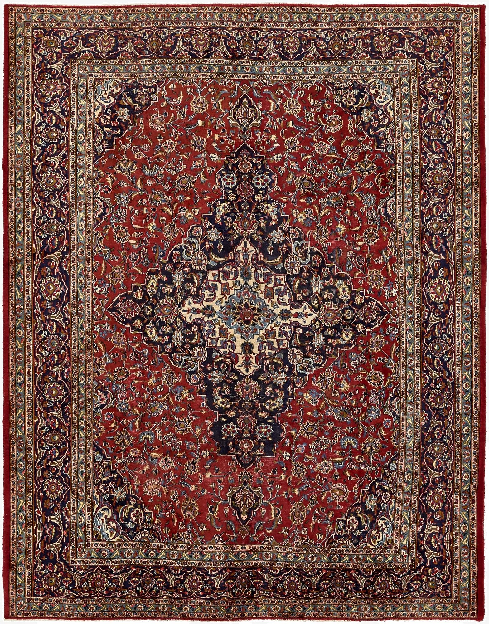  9' 10 x 12' 8  Hand Knotted Mashad Persian Wool Rug
