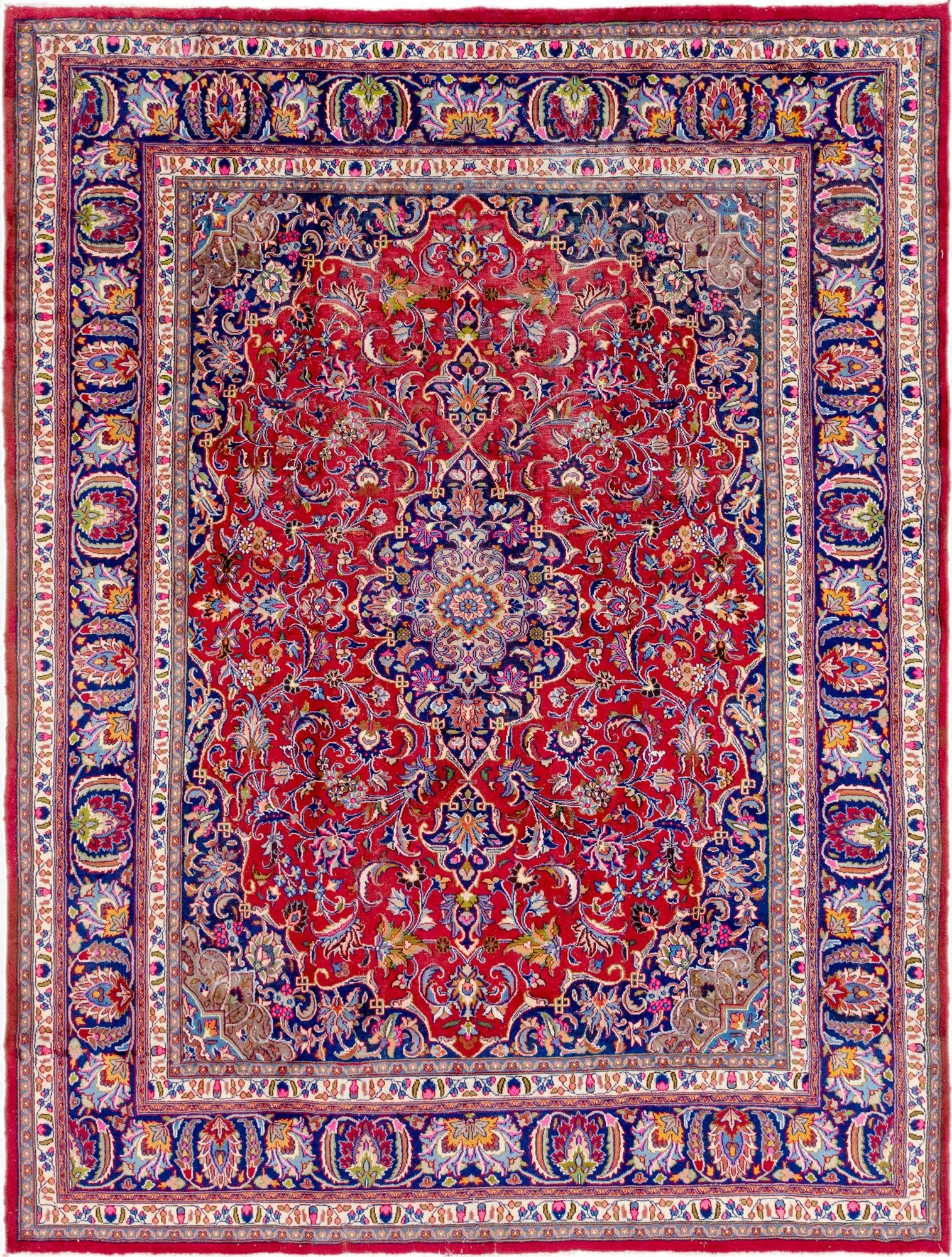  9' 8 x 12' 9  Hand Knotted Mashad Persian Wool Rug