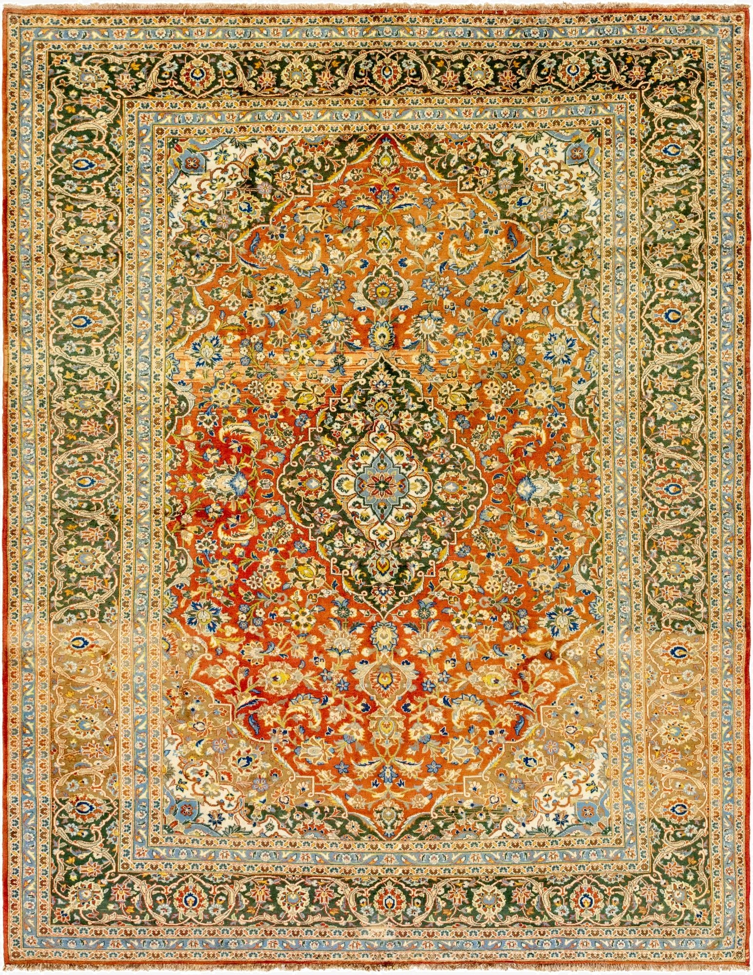  9' 9 x 12' 5  Hand Knotted Mashad Persian Wool Rug