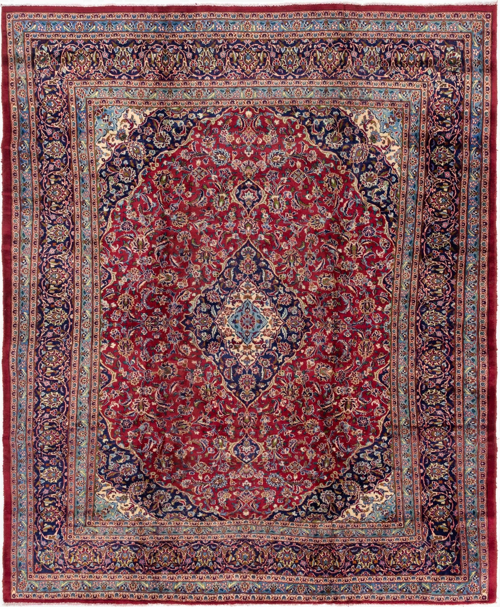  10' x 12' 8  Hand Knotted Mashad Persian Wool Rug
