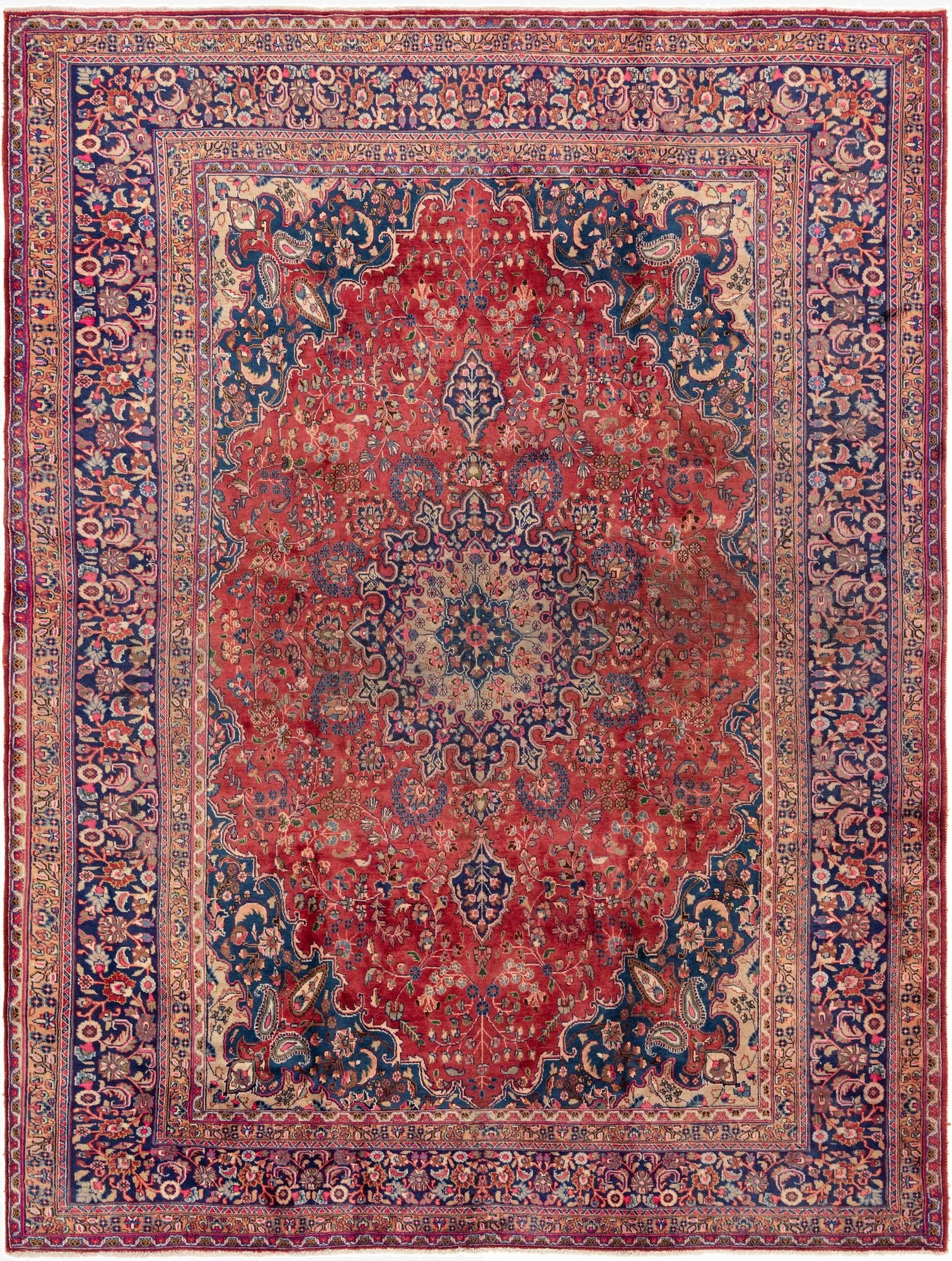  9' 7 x 12' 10  Hand Knotted Mashad Persian Wool Rug