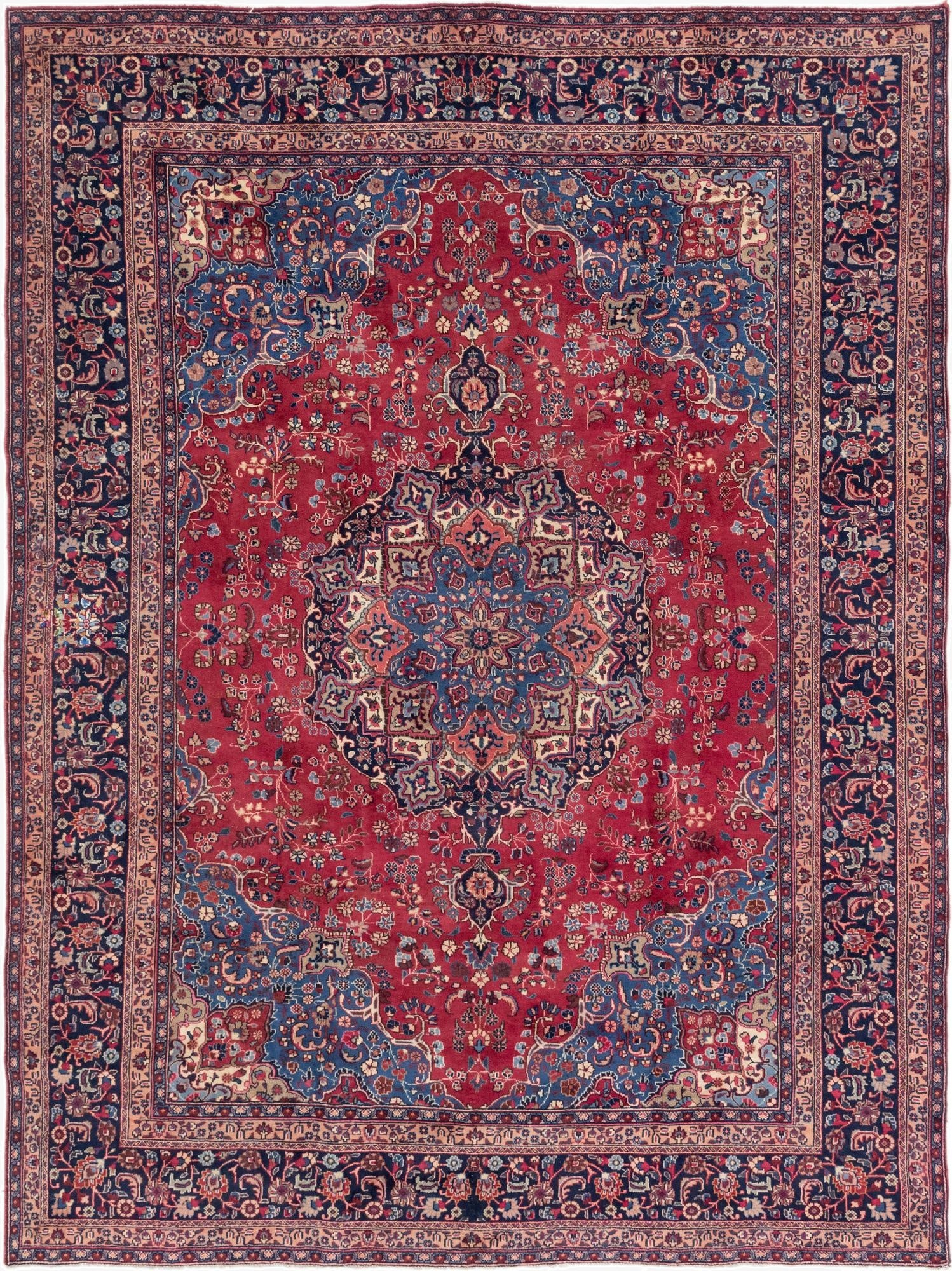  9' 7 x 12' 7  Hand Knotted Mashad Persian Wool Rug