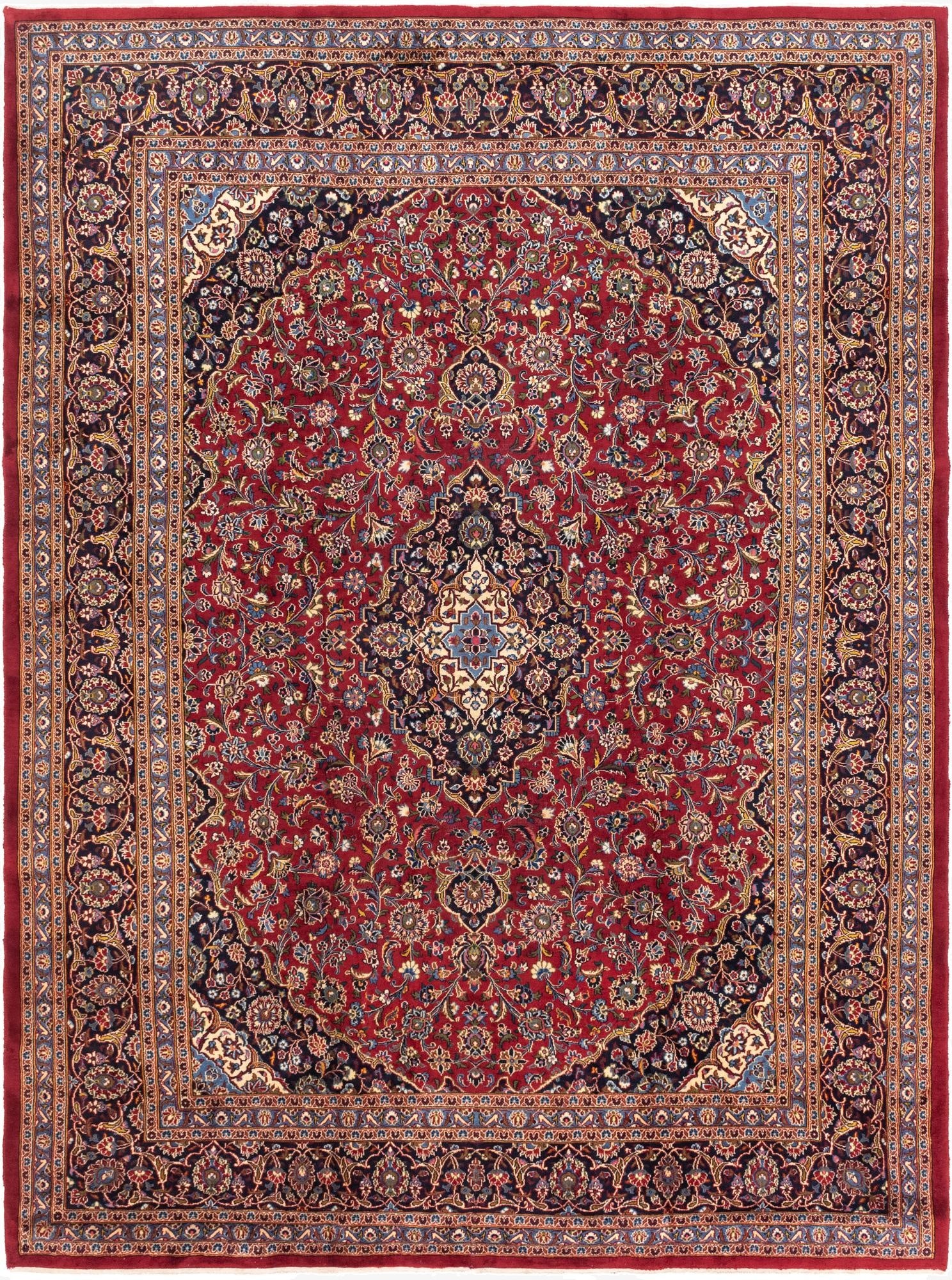  9' 6 x 13'  Hand Knotted Mashad Persian Wool Rug