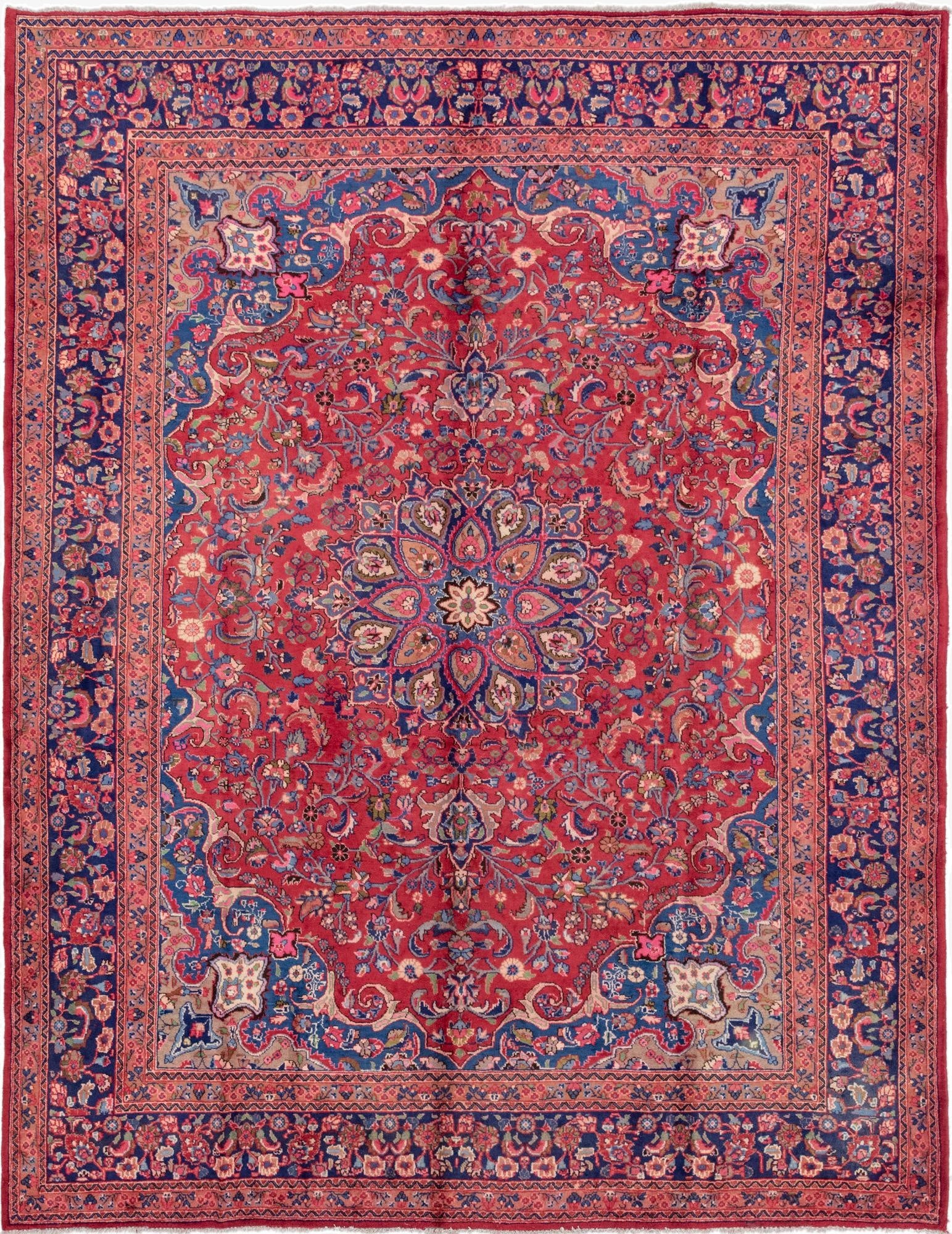  9' 9 x 12' 7  Hand Knotted Mashad Persian Wool Rug