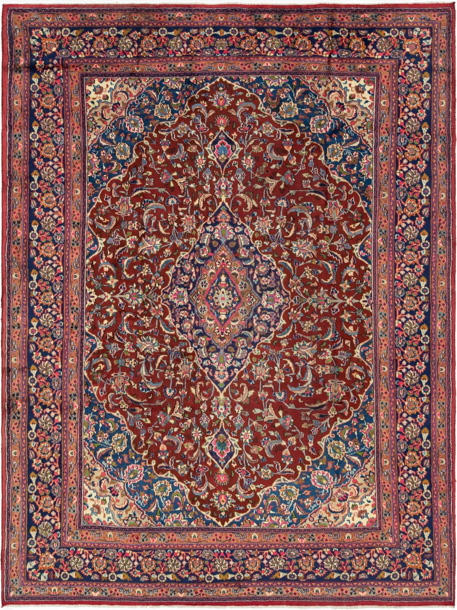  9' 7 x 12' 8  Hand Knotted Mashad Persian Wool Rug