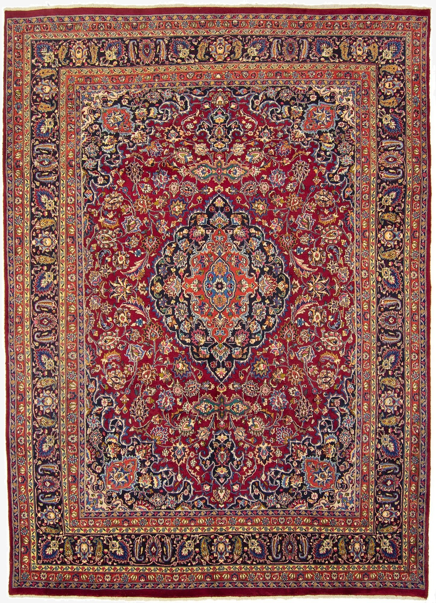  9' 6 x 13' 1  Hand Knotted Mashad Persian Wool Rug