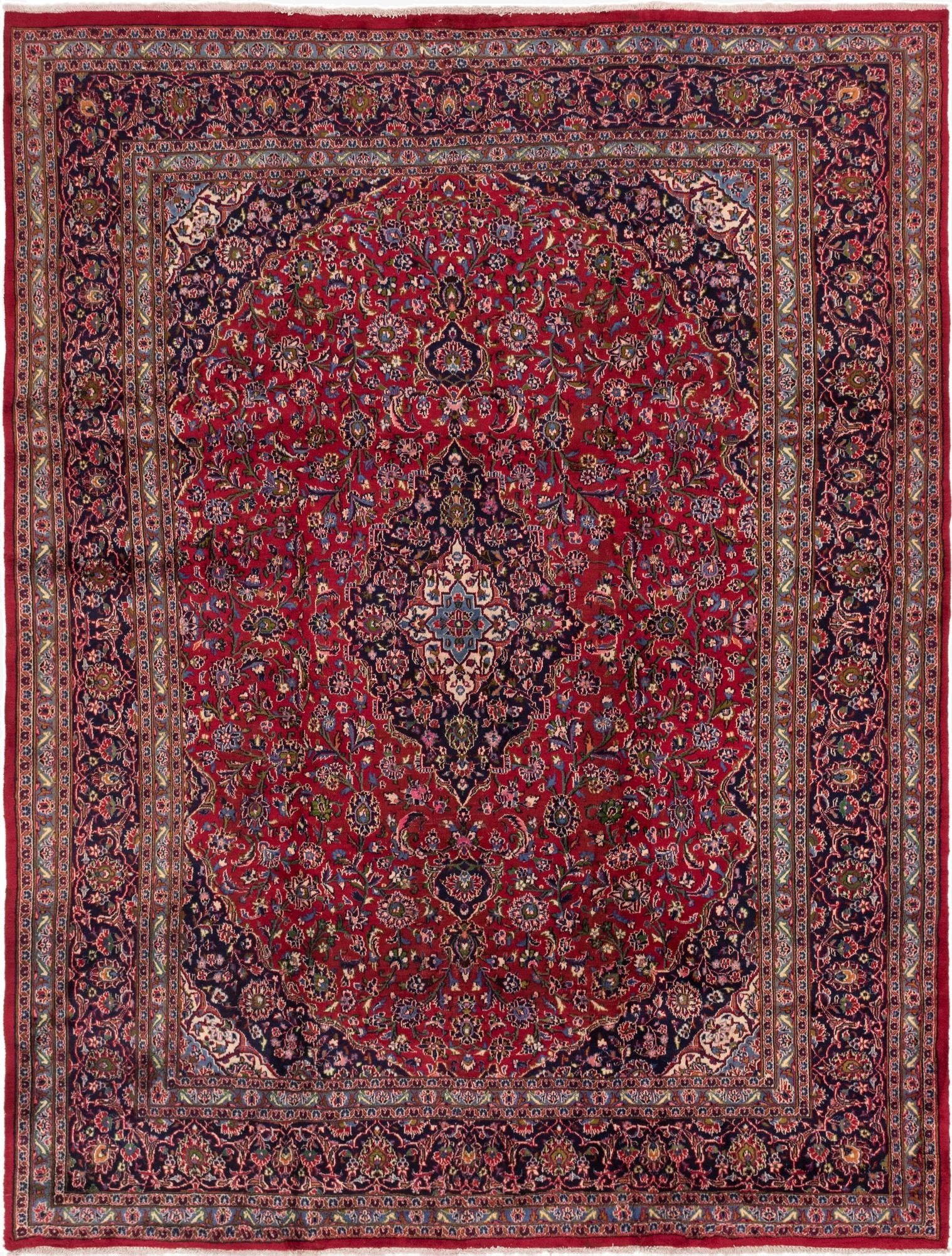  9' 6 x 12' 7  Hand Knotted Mashad Persian Wool Rug