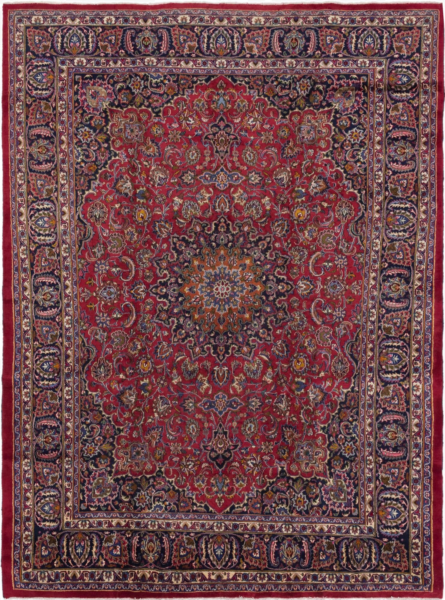  9' 6 x 12' 9  Hand Knotted Mashad Persian Wool Rug